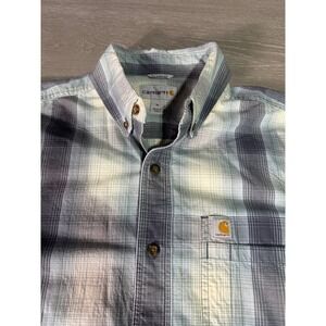 Carhartt Mens Relaxed Fit Plaid Short Sleeve Button Up Shirt Size M